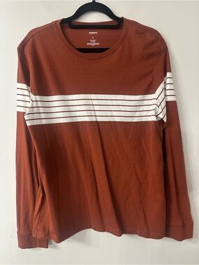 Sonoma Rust Long-Sleeve Crewneck with White Stripes